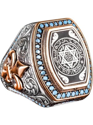 Solomon Mühr Yüzüğü, 925 Ayar Gümüş Erkek Yüzük, Davut Yıldızı Yüzüğü