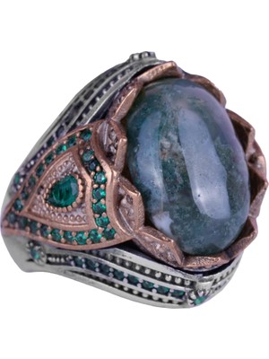 925 Ayar Gümüş Erkek Yüzük, Doğal Sumağa Agat Taşı Yüzük Erkekler Için