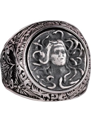 Yunan Mitolojisi Yüzüğü - Medusa Yüzüğü - 925 Ayar Gümüş Yüzük
