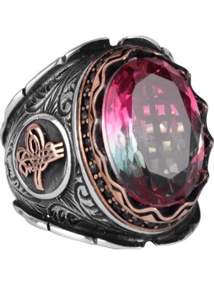 Renksiz Yapay Taş Yüzük, Osmanlı Tuğrası Erkek Lüks 925 Ayar Gümüş Yüzükler - Çeşitli & Farklı Koleksiyon