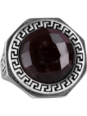 Doğal Taş Yüzük - 925 Ayar Saf Gümüş El Yapımı Erkek Yüzüğü (Dumanlı Kuvars)