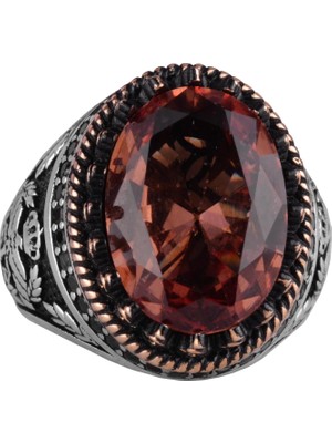 925 Ayar Gümüş Yüzük, Yapay Taş Yüzük, Kartal Sembolü Yüzük, El Yapımı Yüzük (Yapay Sultanite)