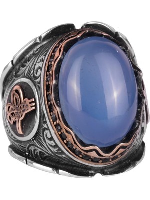 925 Ayar Katı Gümüş Erkek Yüzük, Sedef Taşlı Gümüş Yüzük, Osmanlı Tuğra Yüzüğü, El Yapımı Zarafet