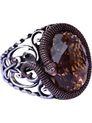 Şık Yılan Süslemeli 925 Ayar Gümüş Erkek Taş Yüzük Koleksiyonu - Çeşitli ve Canlı (Sultanite Taşı)