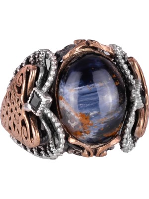 Doğal Pietersite Taşı Yüzük, 925 Ayar Katı Gümüş Yüzük Erkekler Için