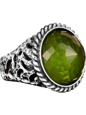 "peridot Taş Yüzük, 925 Ayar Gümüş Erkek Yüzük"