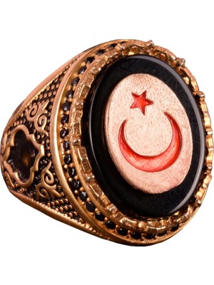 Hilal Yıldız Türk Erkek Yüzüğü, Ay ve Yıldız Gümüş Yüzük, 925 Ayar Gümüş Yüzük