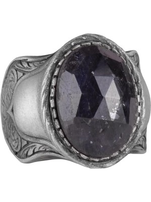 Doğal Taş Yüzük, 925 Ayar Gümüş Yüzük, (Mavi Safir)