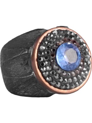 Doğal Mavi Topaz Taş Yüzük - Sultan Yüzüğü - 925 Ayar Gümüş Yüzük