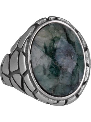 Erkekler Için Lüks 925 Ayar Gümüş Yapay Taş Yüzükler - Çeşitli Koleksiyon (Zümrüt Yapay Taş)