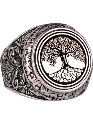 Hayat Ağacı Yüzüğü - 925 Ayar Gümüş Yüzük Erkekler Için