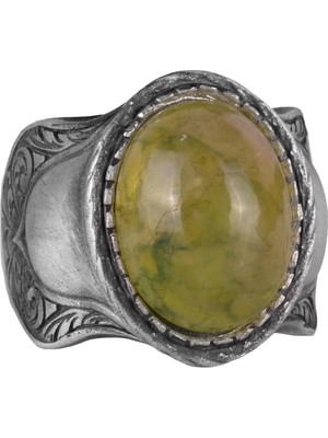 Doğal Taş Yüzük, 925 Ayar Gümüş Yüzük, Prehnit