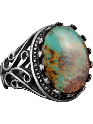 Doğal Arizona Turkuaz Taş Yüzük, 925 Ayar Gümüş Yüzük, Sultan Yüzük