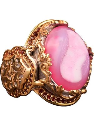 El Yapımı 925 Ayar Gümüş Yüzük Druzy Kuvars Taşı: - Pembe, Yeşil, Lacivert Varyasyonlar (Pembe)