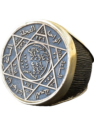 Yuvarlak Davut Yıldızı Yüzüğü, Süleyman Yüzüğü, 925 Ayar Gümüş Erkek Büyük Yüzük