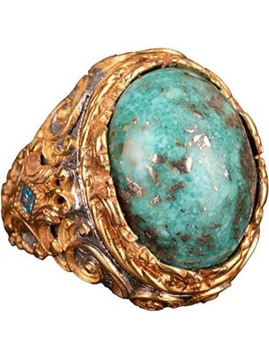 Doğal Arizona Turkuaz Taş Yüzük, 925 Ayar Gümüş Yüzük Erkekler Için