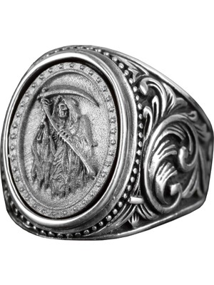 Ölüm Meleği Yüzüğü, 925 Ayar Gümüş Yüzük, El Yapımı Yüzük Erkekler Için, Farklı Ölüm Meleği Yüzüğü