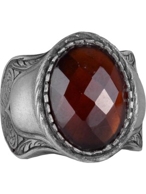 Doğal Taş Yüzük, 925 Ayar Gümüş Yüzük, Garnet