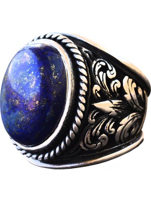 Erkekler Için Zarif Doğal Taş Koleksiyonu: 925 Ayar Gümüş Yüzükler - Lapis Lazuli Seçimi