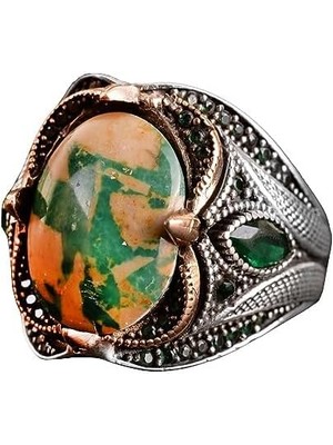 Doğal Arizona Turkuaz Taş Yüzük, 925 Ayar Gümüş Yüzük, El Yapımı Sultan Yüzük, Tasarım-2