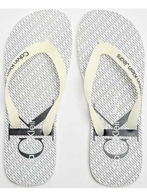 Calvin Klein Beach Glossy Erkek Parmak Arası Terlik Beyaz