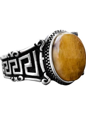 Doğal Sarı Safir Yüzük, 925 Ayar Gümüş Erkek Yüzüğü, Minimalist Tasarım