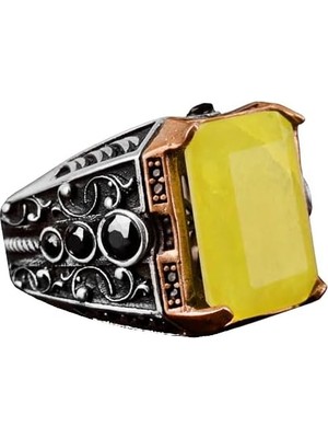 Paraiba Taşı Yüzüğü, 925K Sterlin Gümüş Erkek Yüzüğü