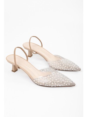 Kadın Glim Ten Incili Şeffaf Stiletto