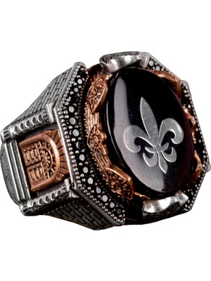 925 Ayar Gümüş Erkek Orta Doğu Fleur-De-Lis Yüzük - Cesur ve Şık Tasarım, Günlük Kullanım ve Özel Günler Için Ideal