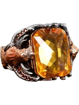 925 Ayar Gümüş Erkek Yüzük - Oluşturulmuş Sitrin Veya Oluşturulmuş Sultanit - Şık Tasarım ve Zamansız Çekicilik