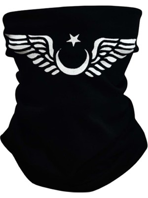 Buff ( Bandana) Yüz Maskesi Ayyıldız Baskılı Siyah