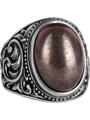 925 Ayar Sert Gümüş Erkek Yüzük, El Yapımı Doğal Pirit Taşlı Yüzük - Refah Manifestasyonu Tasarımı