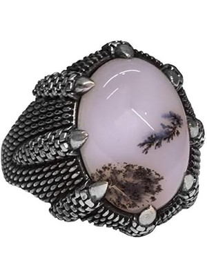 925 Ayar Gümüş Erkek Yüzük - Yemen Akik - Kartal Pençesi Tasarımı - El Yapımı Takı