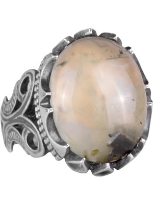 925 Ayar Gümüş Erkek Yüzük - Doğal Taş Seçeneği ile El Yapımı Tasarım (Prehnite Jade)
