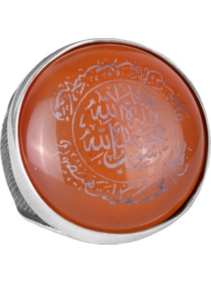 Doğal Akik Büyük Taş, Sterlin Gümüş Erkek Yüzük