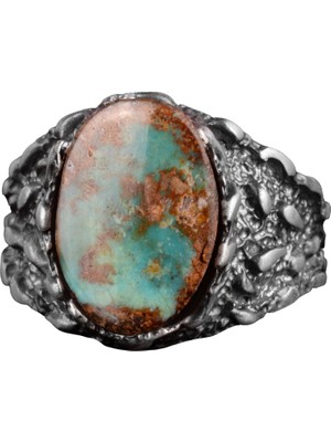 Doğal Arizona Turkuaz Taş Yüzük, Erkekler Için Hediye, 925 Ayar Gümüş Yüzük, Minimalist Yüzük (Stil-17)