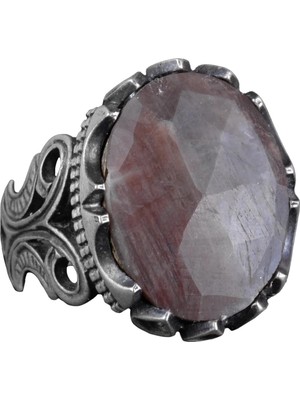 Erkekler Için Sterlin Gümüş Yüzük - Doğal 11 Ayar Kahverengi Safir Taşı, Farklı Tasarım