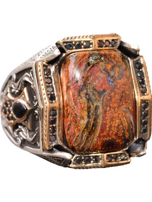 El Yapımı Pietersite Doğal Taş Yüzük, Sterlin Gümüş Erkek Yüzüğü - Açıklık ve Dönüşüm Sembolü