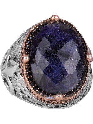 925 Ayar Gümüş Yüzükler Premium Yapay Taşlarla (Sapphire Yapay Taş Yüzüğü)
