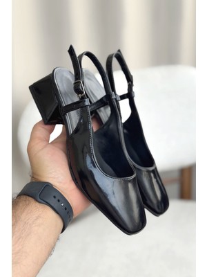 Kadın Pogba Kısa Topuklu Ayakkabı - Siyah-Rugan