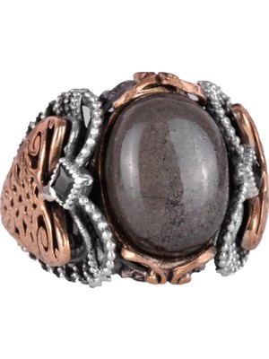 Doğal Pirit Taşlı Yüzük, 925 Ayar Katı Gümüş Erkek Yüzük, Refah Manifestasyonu Tasarımı