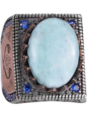 Doğal Taş Yüzük - 925 Ayar Gümüş Islami Yüzük - El Yapımı Hat Yüzük