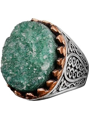 Erkekler Için Druzy Kuvars Taşlı - 925 Gümüş Erkek Yüzük