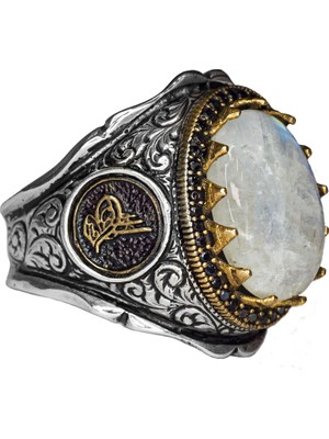 Erkekler Için 925 Ayar Gümüş Yüzük - Doğal Taşlı Yüzük - Cesur ve Enerjik Tasarım (Aytaşı)