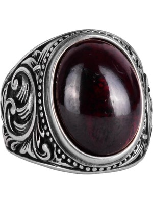 925 Ayar Katı Gümüş Erkek Yüzük, Doğal Cabochon Altın Rutilli Kuvars Taş Yüzük, Tasarım Gümüş Erkek Yüzük