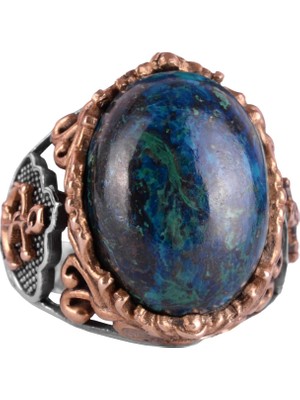 Denizci Çapa Yüzüğü, Doğal Azurit Taş Yüzüğü, 925 Ayar Sert Gümüş Erkek Yüzüğü, Içgörü ve Netlik Tasarımı