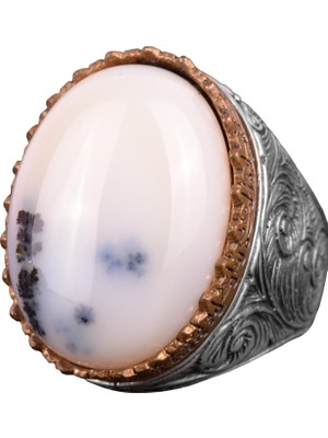 Doğal Yemen Akik Taşı Yüzük, Erkekler Için Gümüş Yüzük