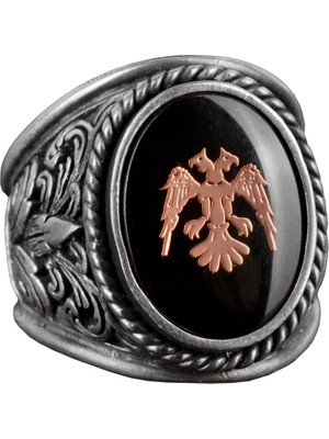 Iki Başlı Kartal Yüzüğü, 925 Ayar Gümüş Yüzük, Erkek Yüzüğü, El Yapımı Yüzük, Kartal Yüzüğü