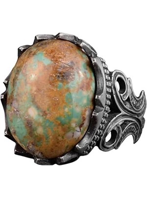 Doğal Arizona Turkuaz Taş Yüzük, El Yapımı Takı, 925 Ayar Gümüş Yüzük (Stil-3)