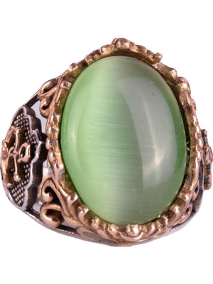 Açık Yeşil Kedi Gözlü Taş Yüzük, Denizci Çapa Gümüş Yüzük, 925K Ayar Gümüş Taş Yüzükler - Çeşitli & Farklı Koleksiyon